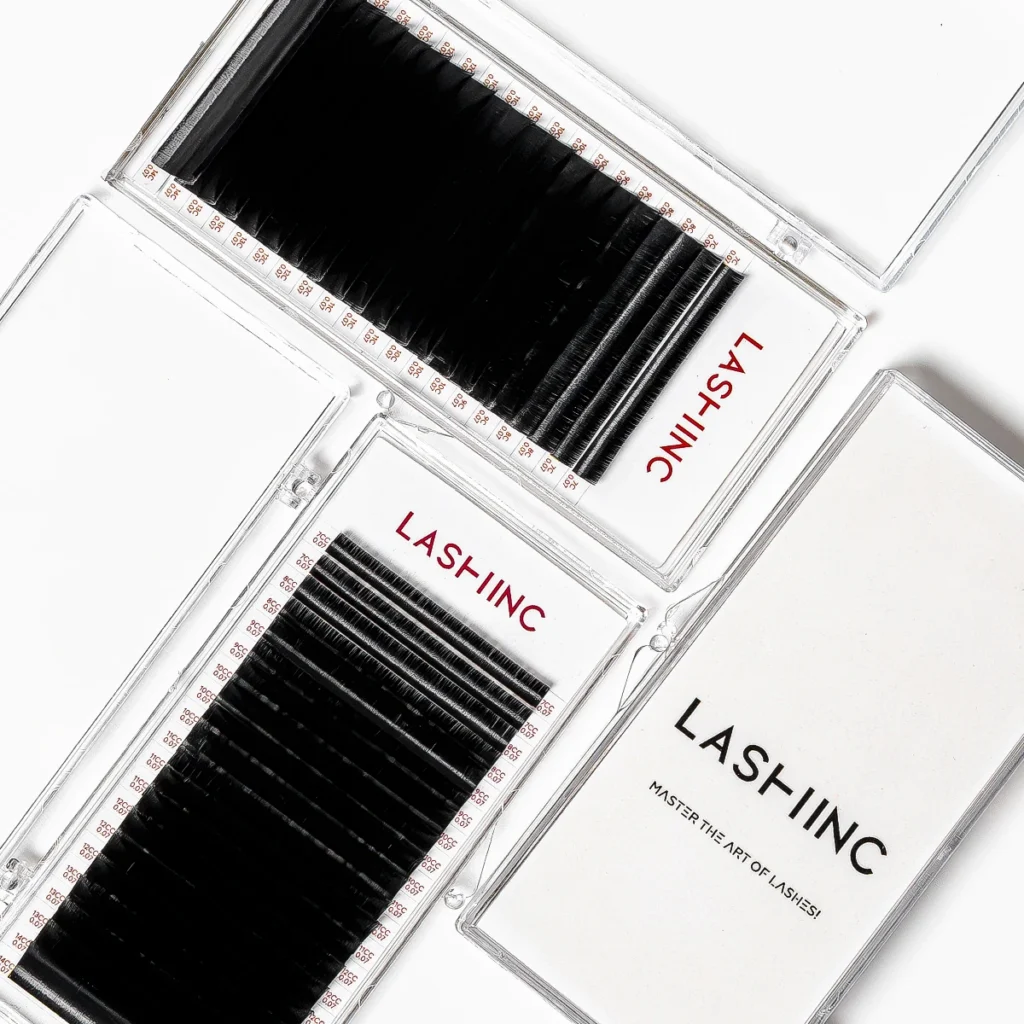 LASHINC INK 20 čierne profesionálne mihalnice 20 riadkov Single size MIX size zakrivenia C CC D