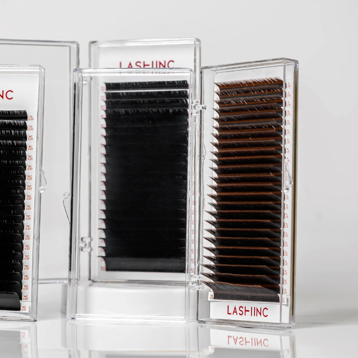 Tri balenia LASHINC COFFEE hnedých laserových mihalníc 24 riadkov MIX size profesionálne predlžovanie rias lash štúdio